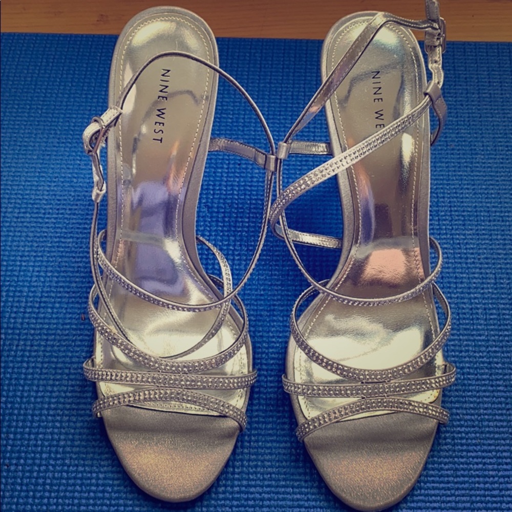 Nine West silver sparkle heels